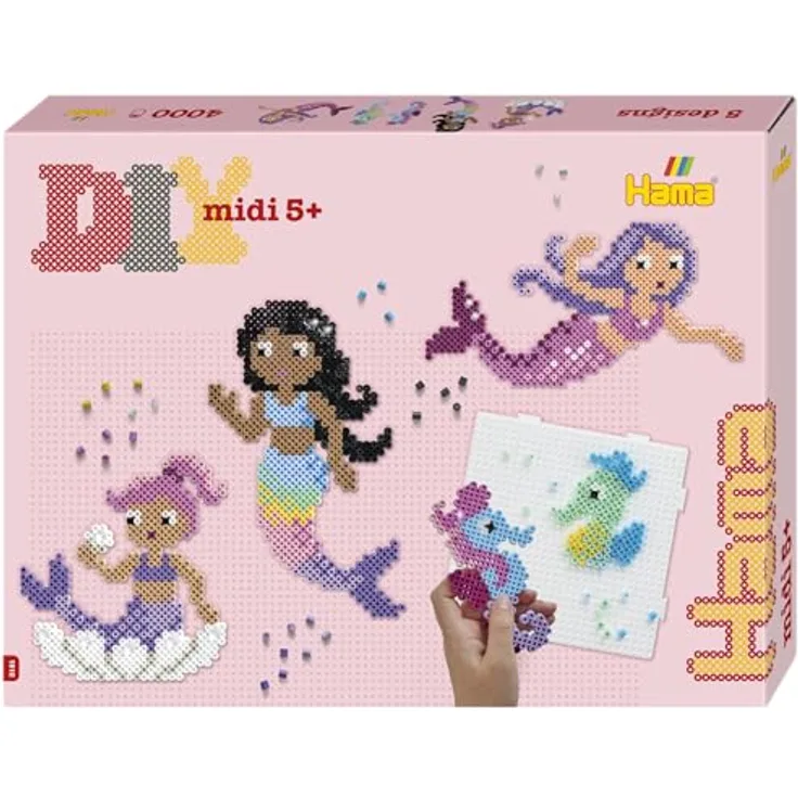 Dan Import Hama Bügelperlen midi, Geschenkpackung mit 4000 Stück, Meerjungfrauen-Design