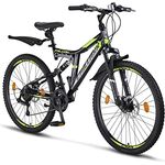 Chillaxx Bike Falcon Premium Mountainbike in 24 und 26 Zoll - Fahrrad für Jungen, Mädchen, Damen und Herren - Scheibenbremse- 21 Gang-Schaltung - Vollfederung (26 Zoll, Schwarz-Lime Disc-Bremse)