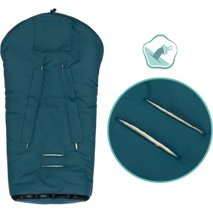 Fillikid Baby Winter Fußsack Lammfell Pamir, kuschelig warm ab Geburt, wind- und wasserabweisend, inkl. Baumwoll-Windel, Blaubär – Bild 4