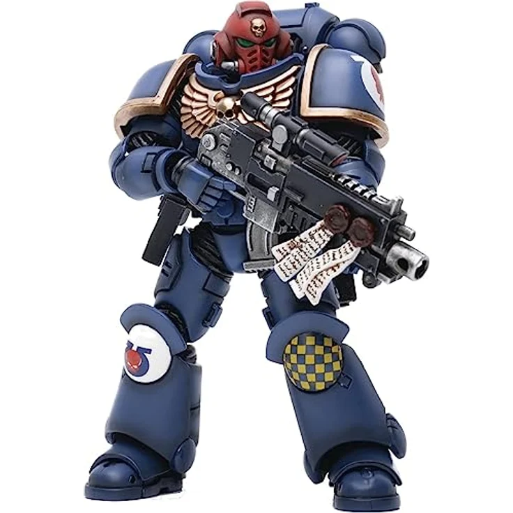 JOYTOY 1/18 Warhammer 40K Ultramarines Heroes of The Chapter, Actionfigur Bruder Veteran Sergeant Castor, detailreiche Sammelfigur mit militärischen Waffen und Zubehör, ca. 12 cm hoch aus ABS+PVC – Bild 1