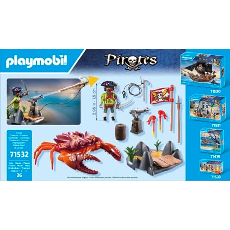 PLAYMOBIL Pirates 71532 Kampf gegen die Riesenkrabbe, epische Seeschlacht, inklusive Kanone, Haken-Geschoss und Säbel, detailreiches Piraten-Spielzeug für Kinder ab 4 Jahren – Bild 5