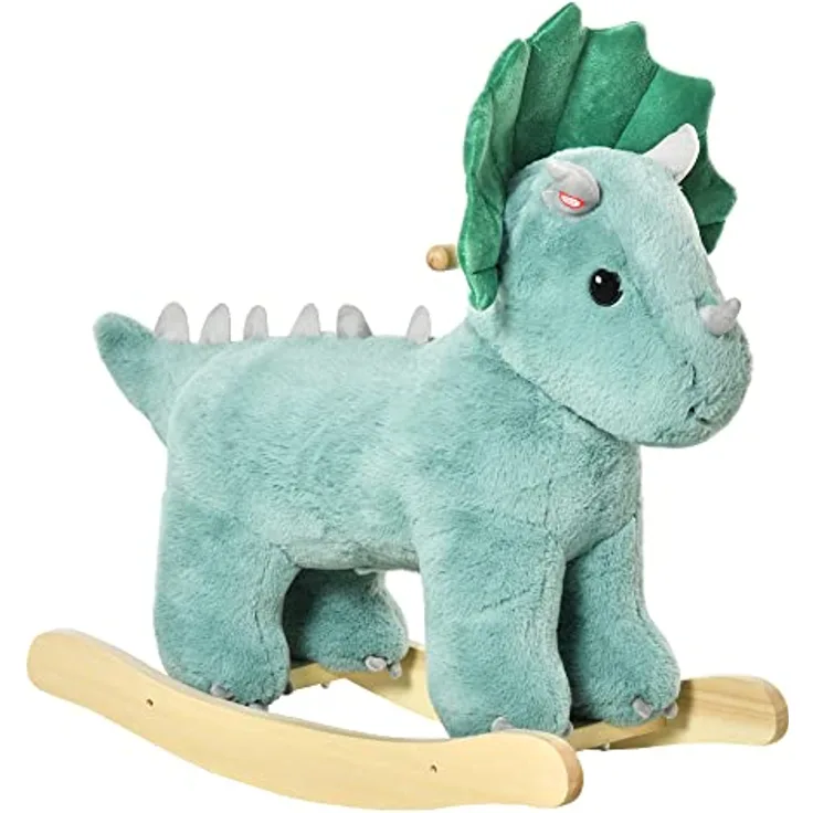 HOMCOM Kinder Schaukel Schaukeltier Schaukelpferd Dunkelgrün 64 x 30 x 54 cm