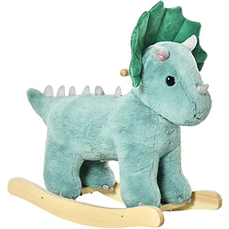 HOMCOM Kinder Schaukel Schaukeltier Schaukelpferd Dunkelgrün 64 x 30 x 54 cm – Bild 1