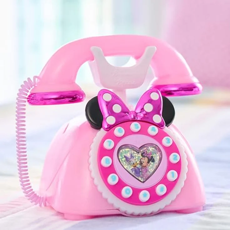 Disney Junior Ring Me Rotary Phone, Spielzeug-Wählscheibentelefon in irisierendem Pink mit Lichtern und Minnie Mouse Geräuschen – Bild 5