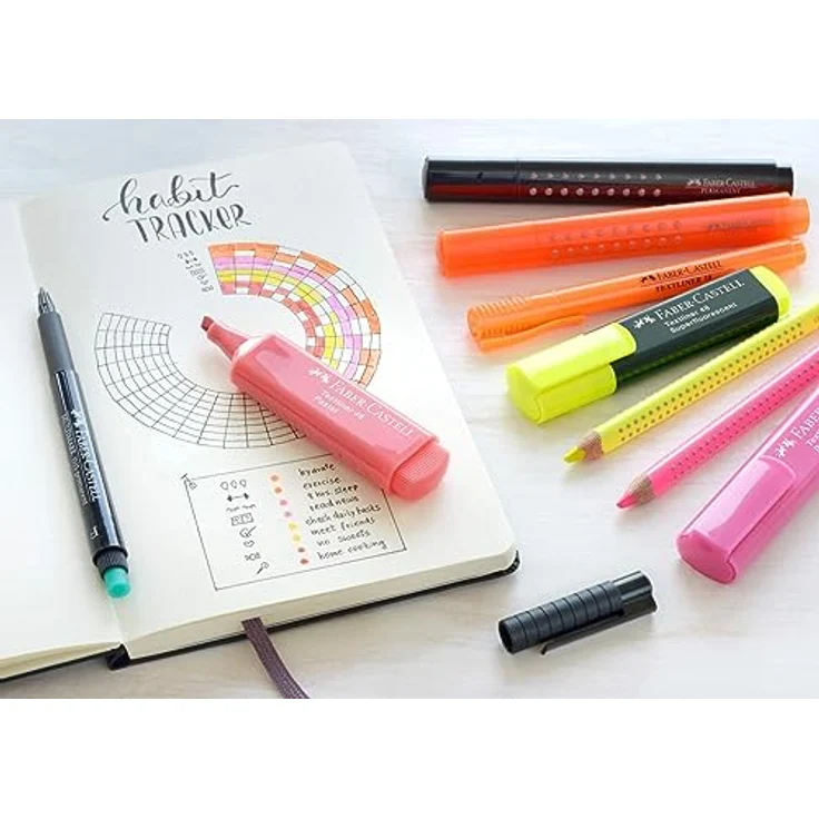Faber-Castell 154862 - Textmarker TEXTLINER 48 Promo, 1 - 5 mm, 8er Etui, Inhalt: 3x gelb, je 1x grün, orange, rosa, blau, rot – Bild 2