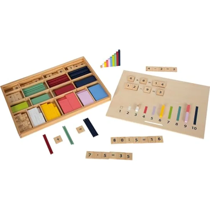 Small Foot Lernspielzeug Lernbox Rechenstäbchen - Educate (461-St), Montessori inspiriertes Mathe-Spielzeug aus FSC®-zertifiziertem Holz