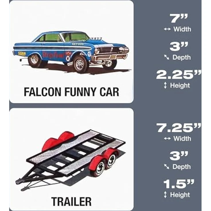 AMT - 1/25 Cal Drag Combo 1964 Galaxie, AWB Falcon & Trailer - Plastikmodellbausatz, Maßstab 1:25, Weiss – Bild 5