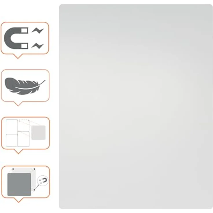 NOBO Whiteboard 60 x 45 cm, rahmenloses magnetisches Maltafel in Weiß mit innovativem Befestigungssystem – Bild 4