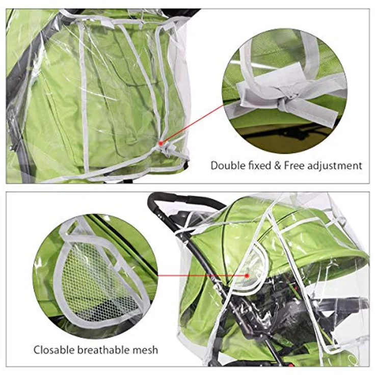 SONARIN Universal Regenschutz für Kinderwagen,Gute Luftzirkulation,Bequemes Kontakt-Fenster,einfache Montage an jedem Kinderwagen – Bild 5