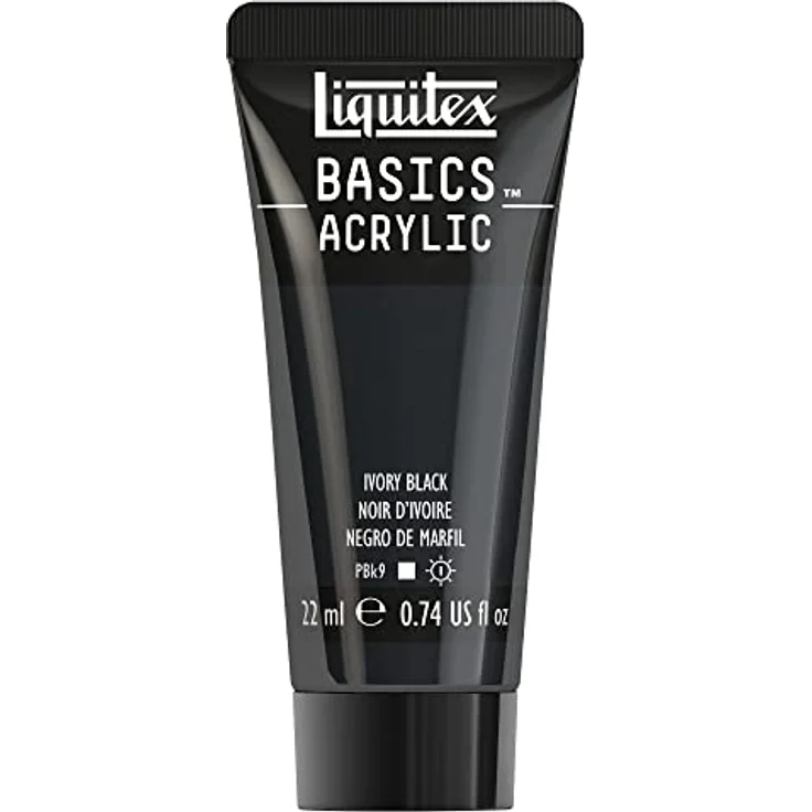 Liquitex Basics Acrylfarbe - Elfenbeinschwarz - 22 ml Tube, lichtecht, monopigmentiert, mittlere Viskosität, seidenglänzend, Archivqualität – Bild 1