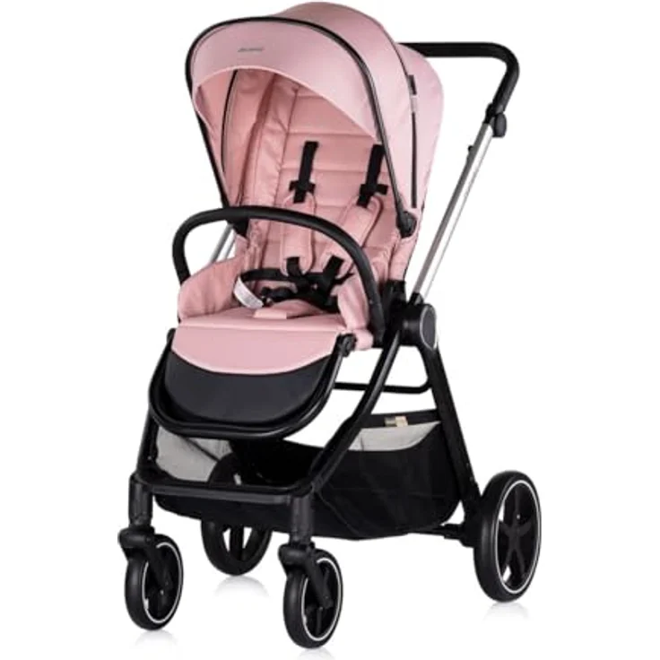 Chipolino Kombikinderwagen 3 in 1 Marbella, Rosa, Fußabdeckung, i-Size Babyschale – Bild 2