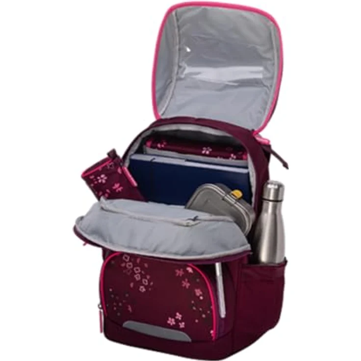 Schneiders Vienna Schulranzen Ergojet Floral Fantasy, ergonomische Schultasche aus 100% recycelten PET-Flaschen, 21 Liter, inklusive LED-Leuchtstab und Sportbeutel – Bild 8