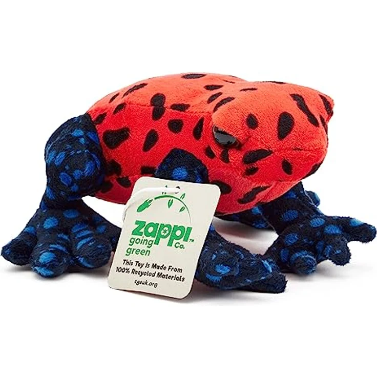 Zappi Co Scarlett der Erdbeerrot/Schwarz Plüsch-Pfeilgiftfrosch, 100% recyceltes Kuscheltier (15cm), umweltfreundlich und waschbar – Bild 3