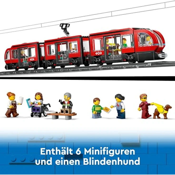 LEGO® Konstruktionsspielsteine Straßenbahn mit Haltestelle (60423), LEGO LEGO City, (811 St), Made in Europe – Bild 8