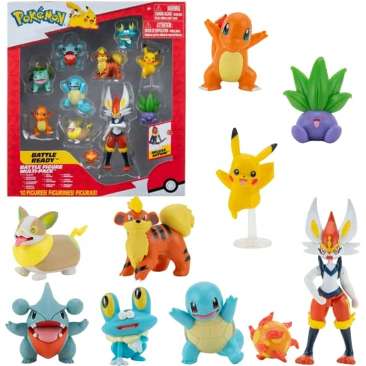 Pokemon Figuren Set 10 pcs – 5-11 cm Pokémon Figuren – Cinderace Pikachu Charmander Squirtle Oddish Gible Bulbasaur Yamper Froakie & Growlithe - Neueste 2022 - Offiziell Spielzeug - Preisvergleich – Bild 2