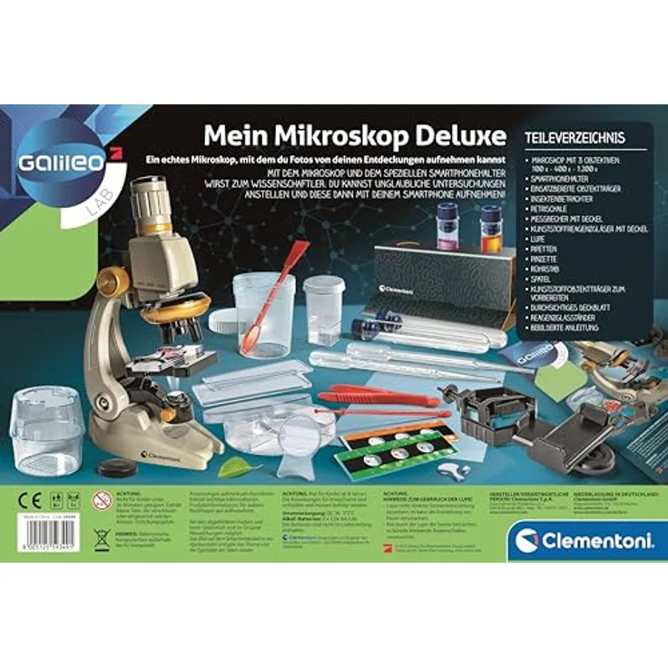 Clementoni Galileo Lab Mein Mikroskop Deluxe - Experimentierkasten mit echtem Mikroskop & Smartphone-Halter, für Kinder ab 8 Jahren - 59349 – Bild 3