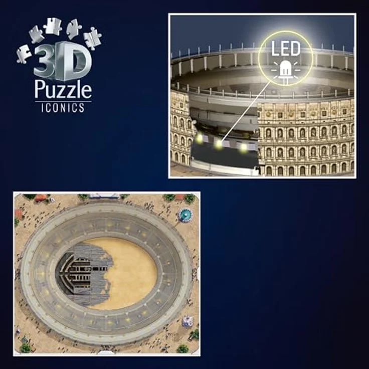 Ravensburger 3D Puzzle Iconics: Kolosseum Rom - detailgetreue Nachbildung mit LED-Lichtern, 216 Kunststoff-Puzzleteile, Schwierigkeitsgrad 3/5 – Bild 6