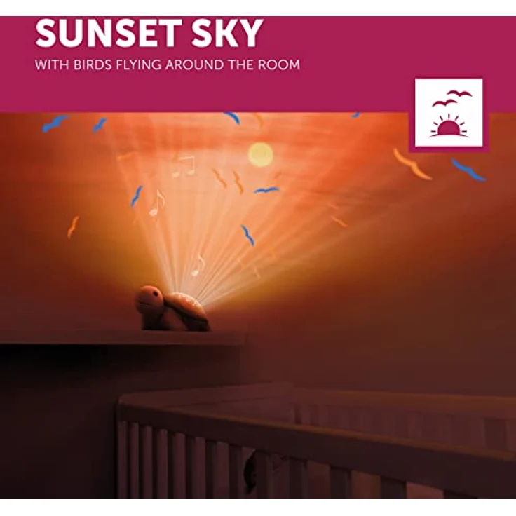 ZAZU Tim die Schildkröte Sonnenuntergangsprojektor mit Entspannenden Melodien, 3-Schritt-Schlafprogramm, Schreisensor und Kindersicherung, orangefarben – Bild 5
