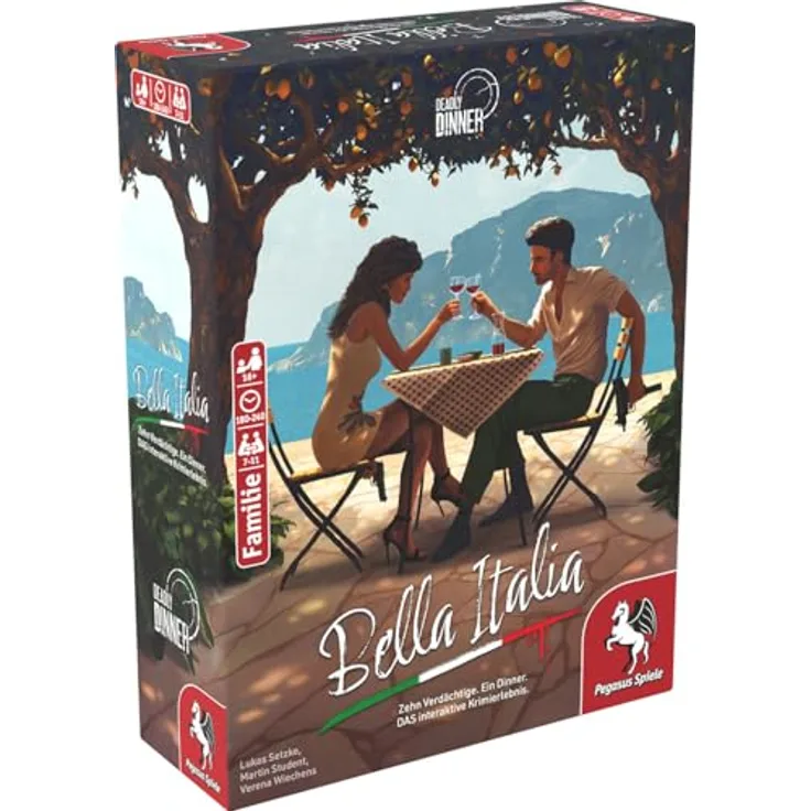 Pegasus Spiele 19015G Deadly Dinner-Bella Italia, Brettspiel für die ganze Familie