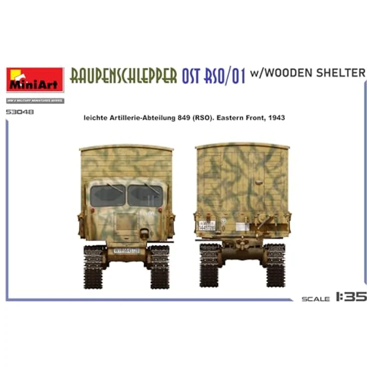MiniArt 53048 RSO/01, Modellfahrzeug 1:35 mit Holzfahrerhaus und geätzten Messingteilen – Bild 13