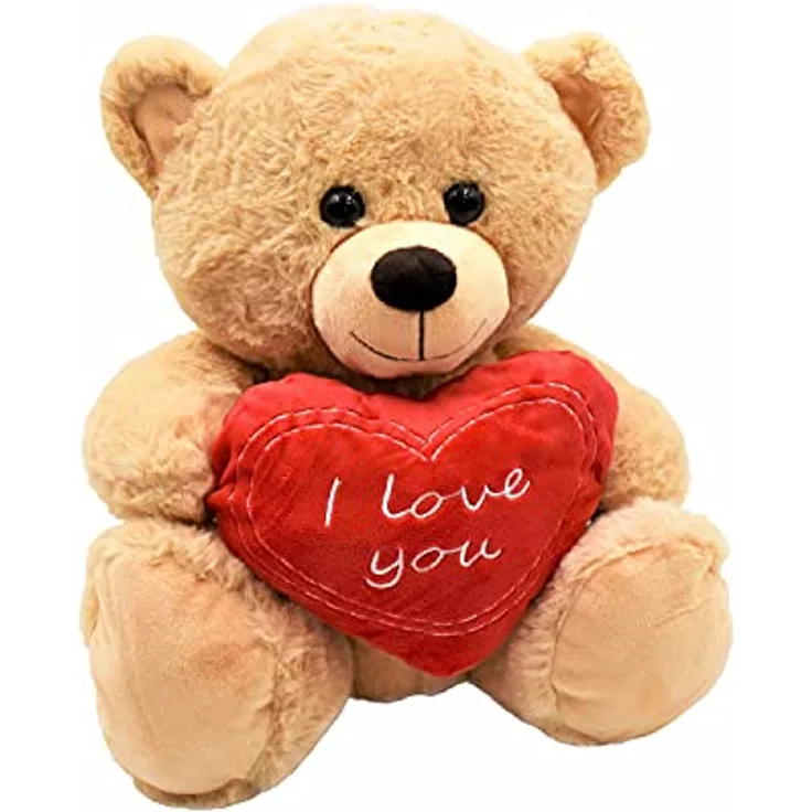 Geschenkestadl Teddybär mit Herz I love you, 30 cm Kuscheltier aus 100% Polyester, waschbar bei 30°C