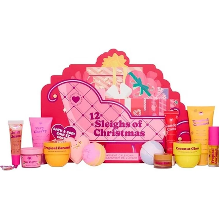 Makeup Revolution ADVENTSKALENDER 12 tlg, festliches Kosmetikset mit vielfältigen Beauty-Produkten