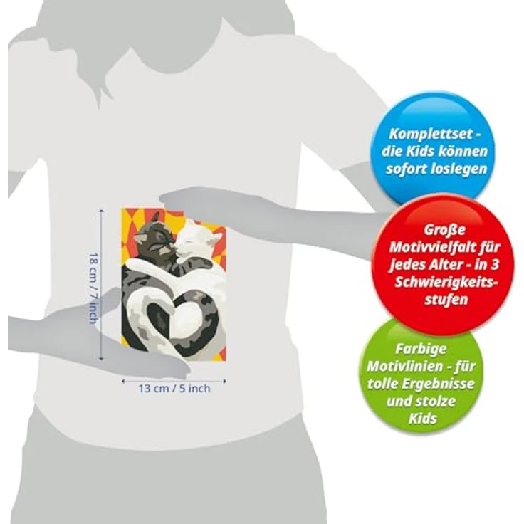 Ravensburger Malen nach Zahlen CreArt Katzen-Liebe, Malset mit 10 Acrylfarben, Made in Europe – Bild 6
