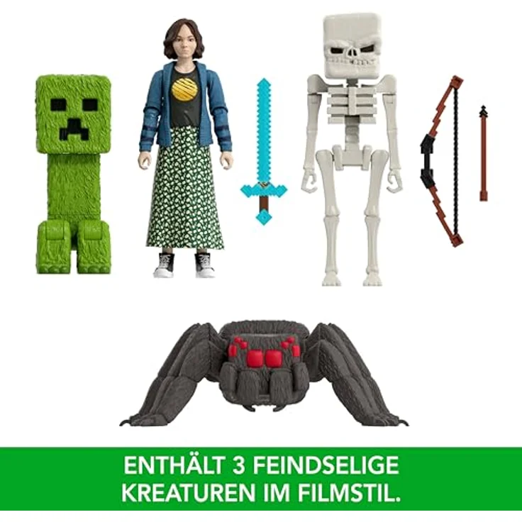 Mattel Minecraft Geschichtenset, Begegnungen in der Oberwelt mit 4 Actionfiguren und 3 Zubehörteilen, inspiriert von Ein Minecraft Film, JFR70 – Bild 4