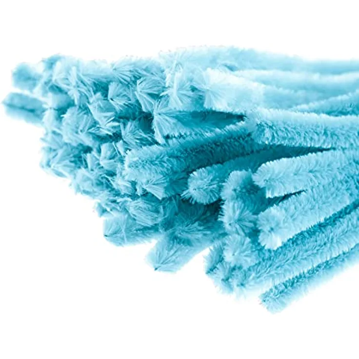 15 Pfeifenreiniger 15mm x 30cm Pfeifenputzer Biegeplüsch Chenilledraht Bastelchenille, Farbe:hellblau