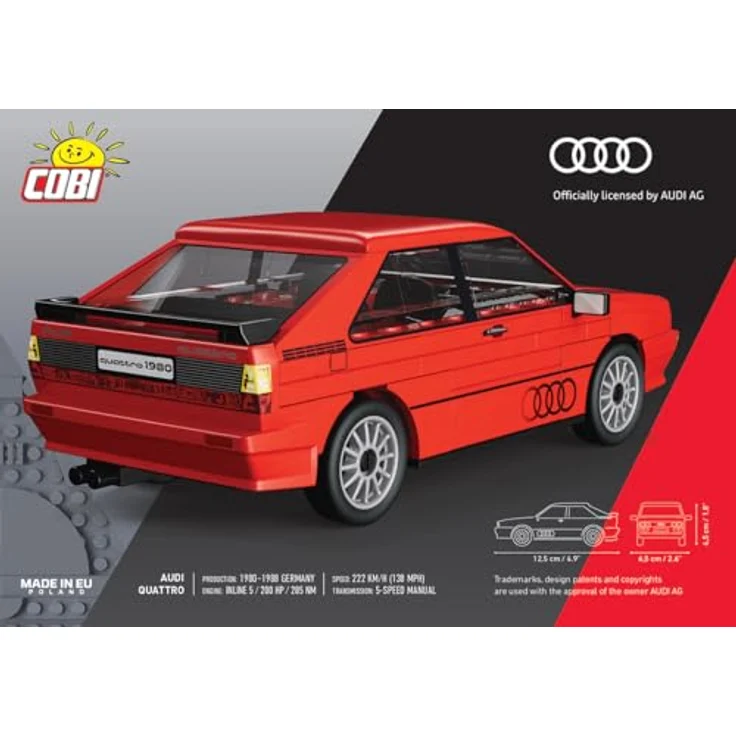 COBI Audi Quattro (1980), Modellfahrzeug im Maßstab 1:35, rot, Bausteine made in EU – Bild 3