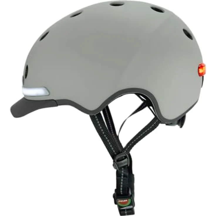 Melon Fahrradhelm E-Series »Metropolis« für Damen & Herren | sicherer Cityhelm mit Beleuchtung | Front- und Rücklicht | XL-XXL (58-63 cm) | hellgrau – Bild 3