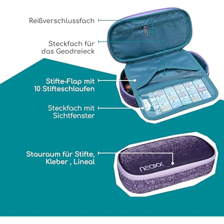 neoxx Schreibgeräteetui Schlamperbox, Jump, Glitterally perfect, teilweise aus recyceltem Material, rosa - Preisvergleich – Bild 6