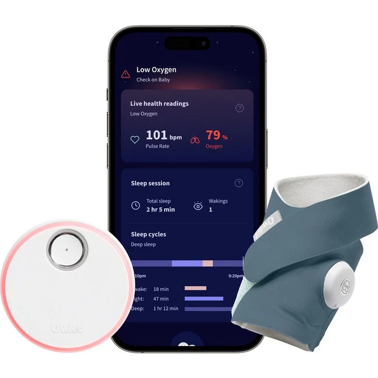 Owlet Baby Care DE Video-Babyphone Owlet Dream Sock - Medizinisch zertifiziertes Pulsoximeter, mit Echtzeitüberwachung von Herzfrequenz, Sauerstoffsättigung & Schlafverhalten via App - Preisvergleich – Bild 1