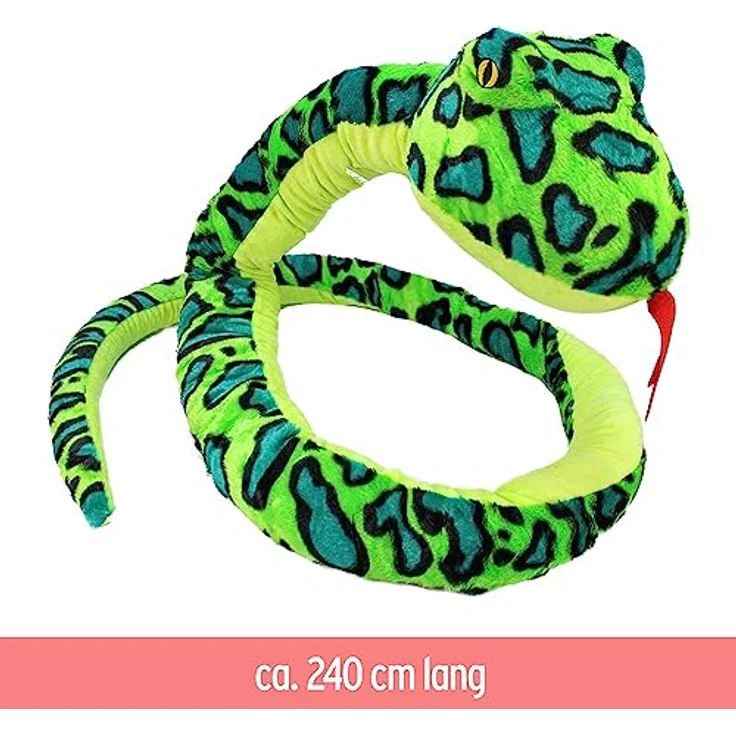 BEMIRO XXL Kuscheltier 240 cm Schlange in grün, flauschig weich, Schlange Kuscheltier, Schlange Plüschtier, Schlange Kuscheltier XXL, Plüsch Schlange, Kuscheltier Schlange – Bild 2