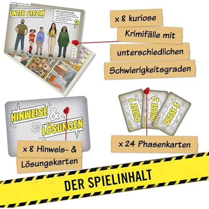 Hidden Games - Unter Verdacht: Von Killern und Katzen - Detektivspiel mit 8 Kriminalfällen, 3 Schwierigkeitsgraden, für 1–4 Spieler – Bild 3