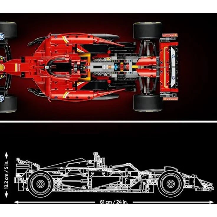 LEGO Technic Ferrari SF-24 F1 Rennauto 42207, Bausatz mit 1.362 Teilen, rot, Maßstab 1:8, authentische Details und Funktionen – Bild 3