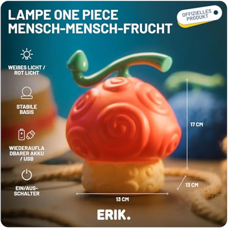 Grupo Erik One Piece Netflix Lampe Mensch-Mensch-Frucht, LED Tischlampe mit kalt-weißem Lichtmodus, 17 cm – Bild 6