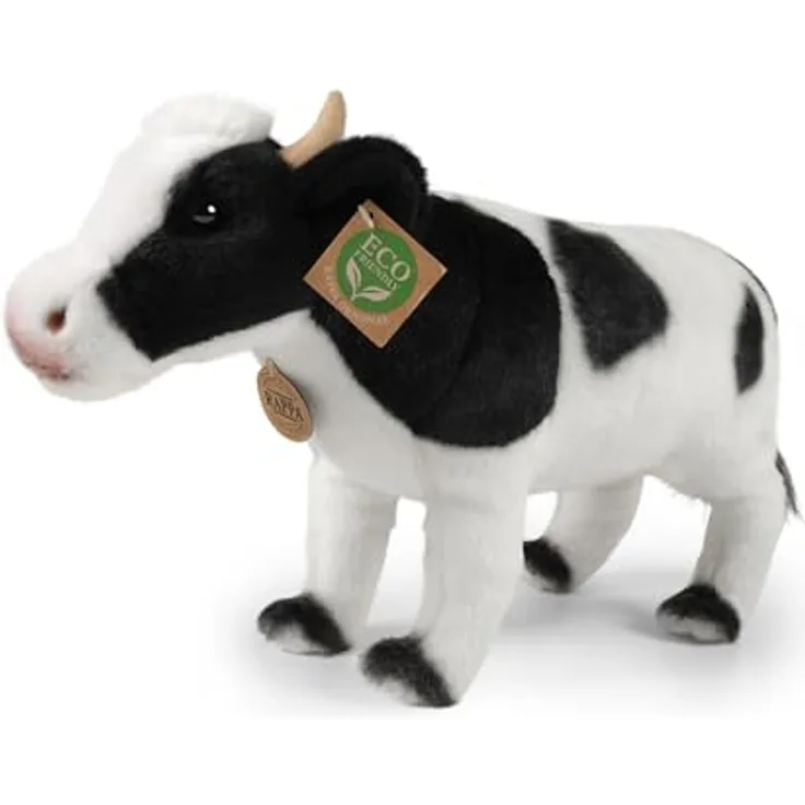 RAPPA 231269 Plüsch Kuh Holsteiner Schwarzbunt, 35cm, ECO-Friendly, handgenäht, Handwäsche