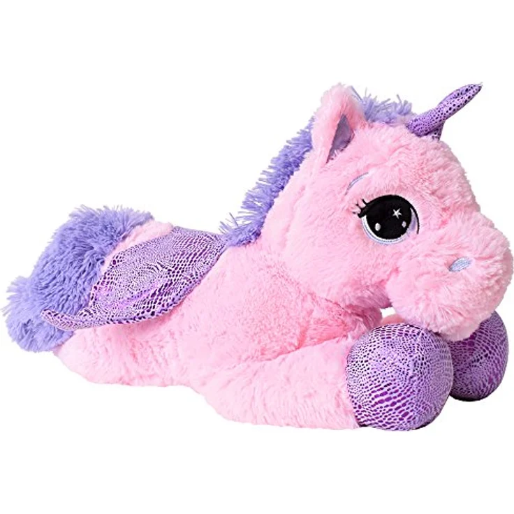 TE-Trend Einhorn-Stofftier 45 cm - Kuscheliges Plüschtier-Einhorn mit lila Glitzerhorn für magische Abenteuer – Bild 1
