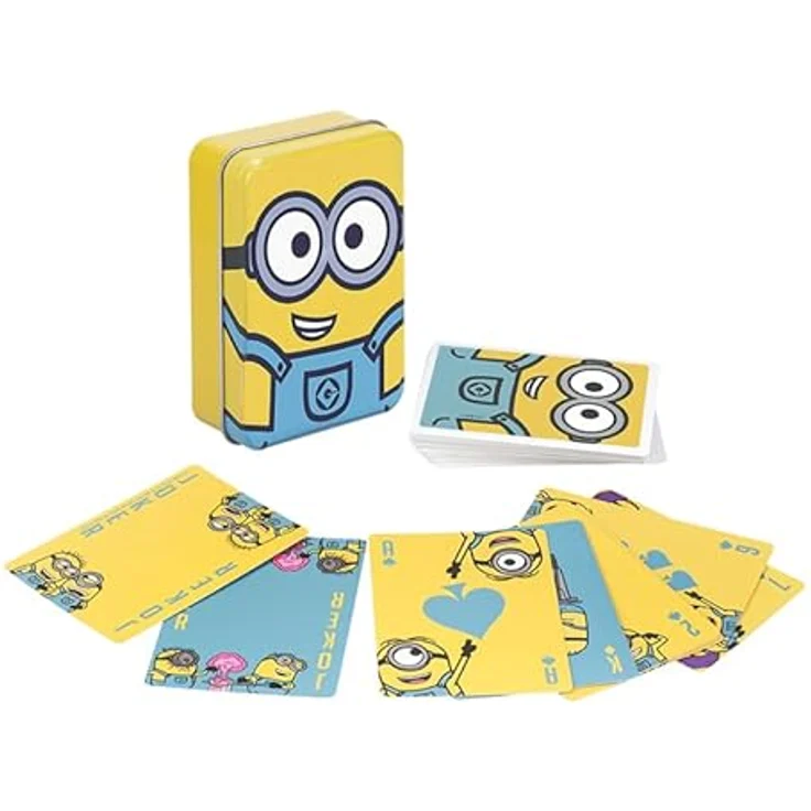 Paladone Minions Illustrierte Spielkarten – Offiziell Lizenziertes Ich Einfach Unverbesserliches Kartenspiel in Sammeldose, ikonische Charaktere mit Kevin Stuart & Bob, Gelbe Minion-Aufbewahrungsdose, Geschenk für Fans – Bild 2