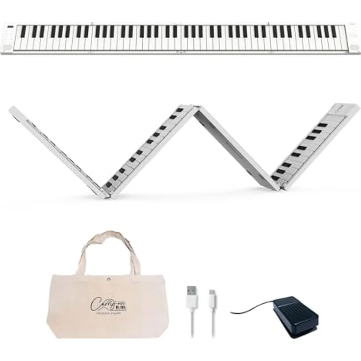 Blackstar Folding Piano 88, tragbares 88-Tasten Keyboard mit 128 Klängen, weiß