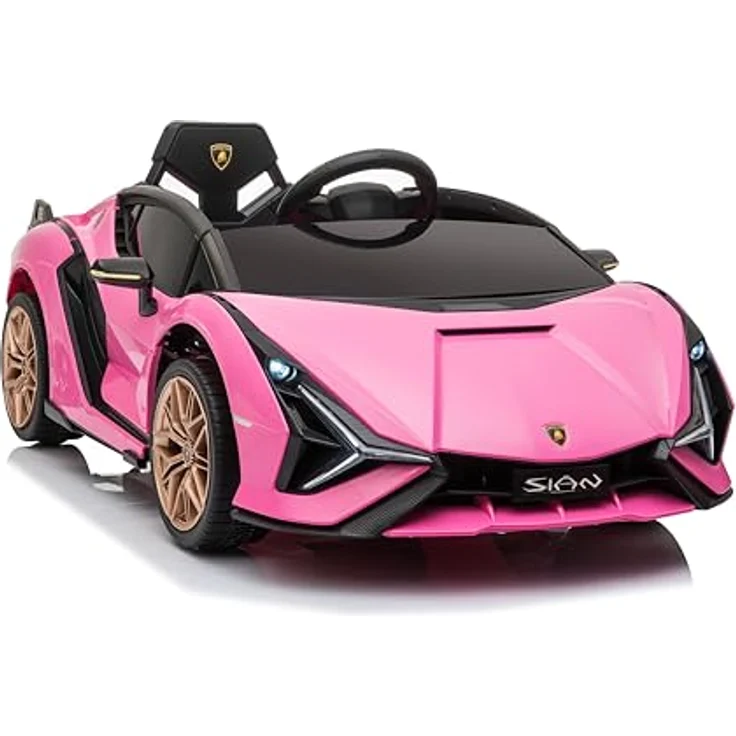 FINOOS Kinder Elektroauto Lamborghini Sian 12V mit Fernbedienung, Ledersitz, MP3-Player, Rosa – Bild 4
