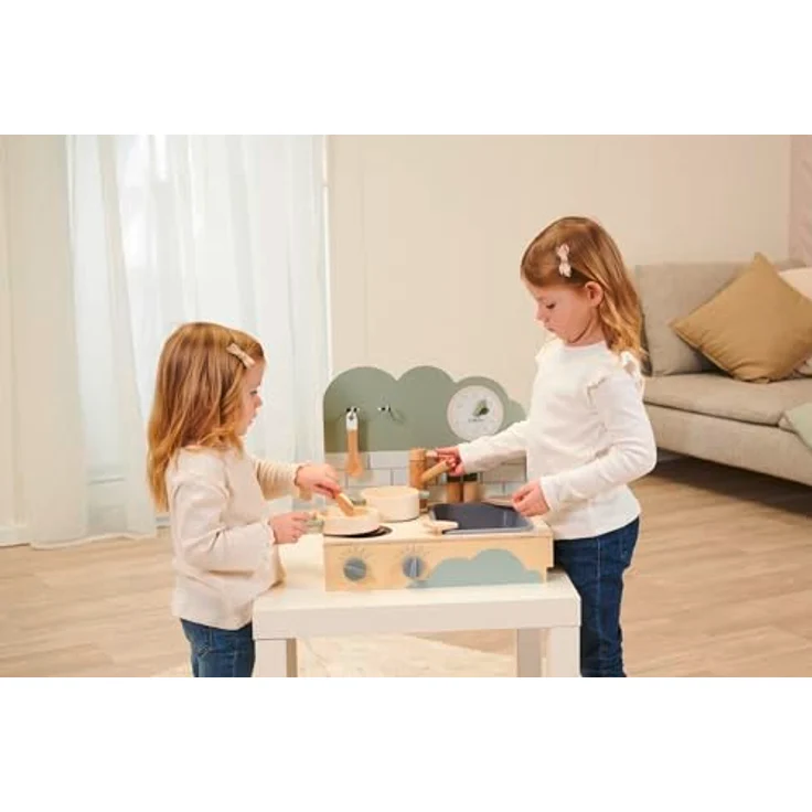 Eichhorn Kleine Tischküche, Kochfeld mit Sound und Zubehör, Holzspielzeug für Kinder ab 3 Jahren, 40x35x31 cm, einfacher Aufbau – Bild 3