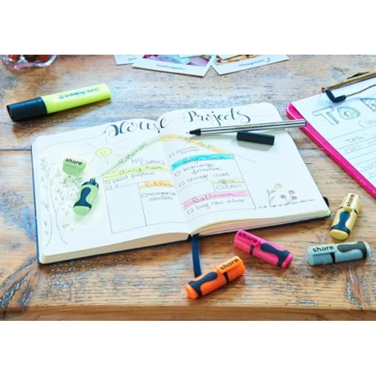 share Marker share Mini-Textmarker 6er Set, ergonomisch mit rutschfester Griffzone, Strichbreite 1-3 mm – Bild 2