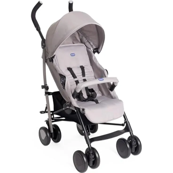 Chicco Echo Light Kinderwagen, Buggy von 0 Monaten bis 22 kg, verstellbare Rückenlehne, geräumiger Sitz, Stoßstangenmanschette, faltbarer Regenschirm, Zwillingsbremsen und schwenkbare Vorderräder