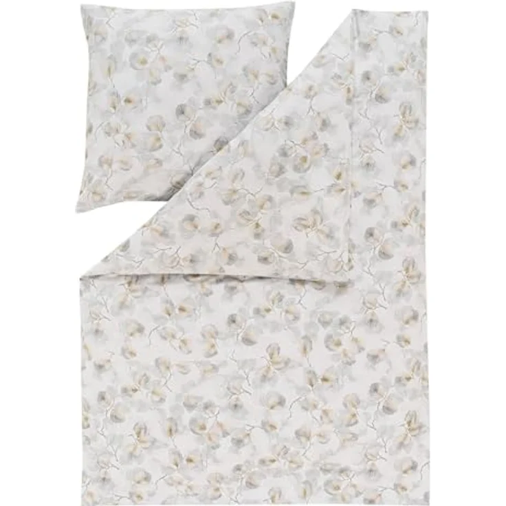 ESTELLA Feinflanell Bettwäsche Molveno Silber, 100% Baumwolle, warm und superweich, 1 Bettbezug 155 x 220 cm + 1 Kissenbezug 80 x 80 cm – Bild 1