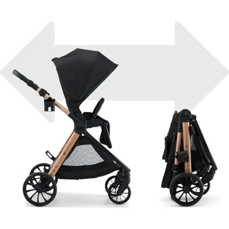 Kinderkraft VESTO 2, 3-in-1 Kombikinderwagen mit Babywanne, MINK PRO 2 Autositz, wendbarem Sportsitz, Travel System, Schwarz – Bild 12