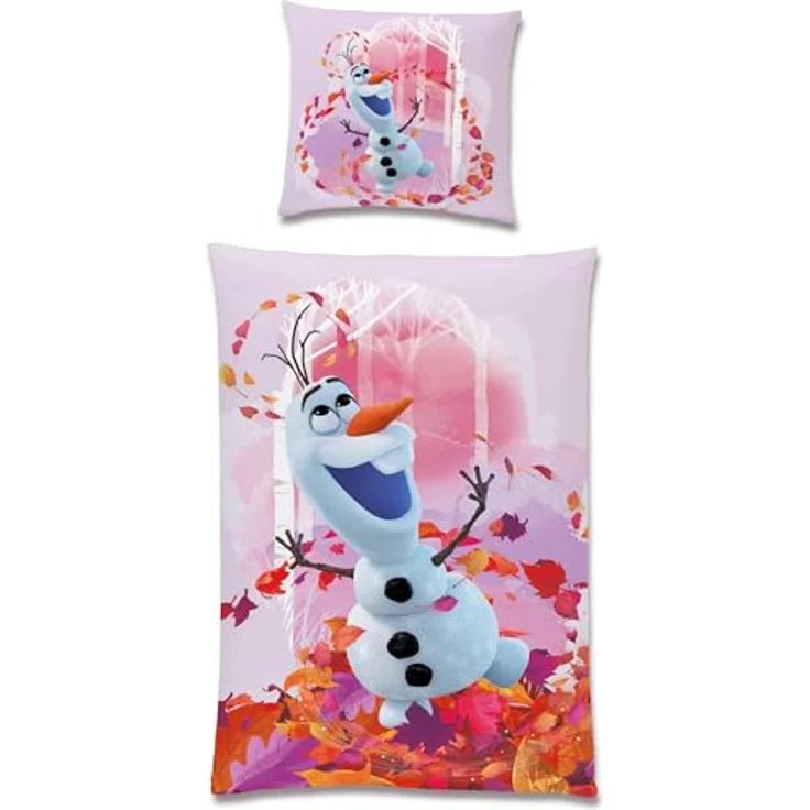 BERONAGE Frozen Kinder Bettwäsche Die Eiskönigin Olaf Summer 135 x 200 cm + 80 x 80 cm 100% Baumwolle Renforcé-Linon-Qualität Disney ELSA Anna Arendelle Sven Kristoff Reißverschluss Deutsche Größe - Olaf Sommermotiv, 100% Baumwolle, atmungsaktiv, schadstoffgeprüft – Bild 2