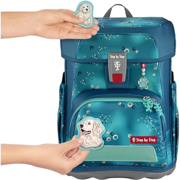 Step by Step Cloud Schulranzen-Set „Dog Basty“, 5-teilig, türkis, ergonomischer Tornister mit Reflektoren, höhenverstellbar, 19L für Jungen ab der 1. Klasse – Bild 3