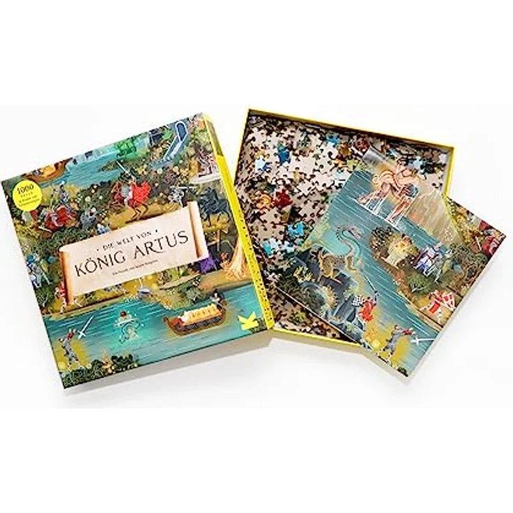 Laurence King Die Welt von König Artus, 1000 Teile-Puzzle mit A2-Poster, grün, 68 x 48,5 cm – Bild 5